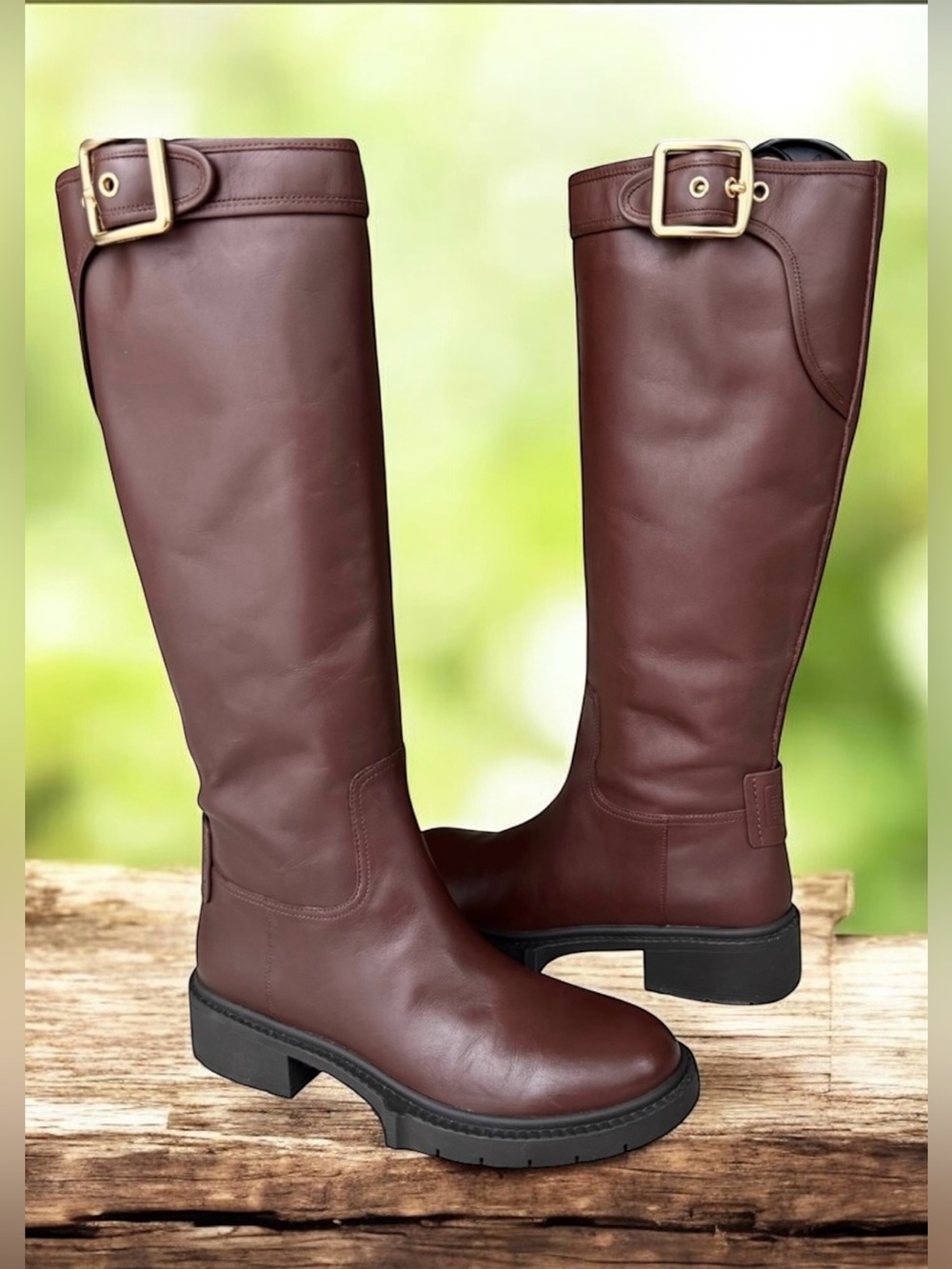 🆕 Coach Lilli Knee High Boots Brown Leather